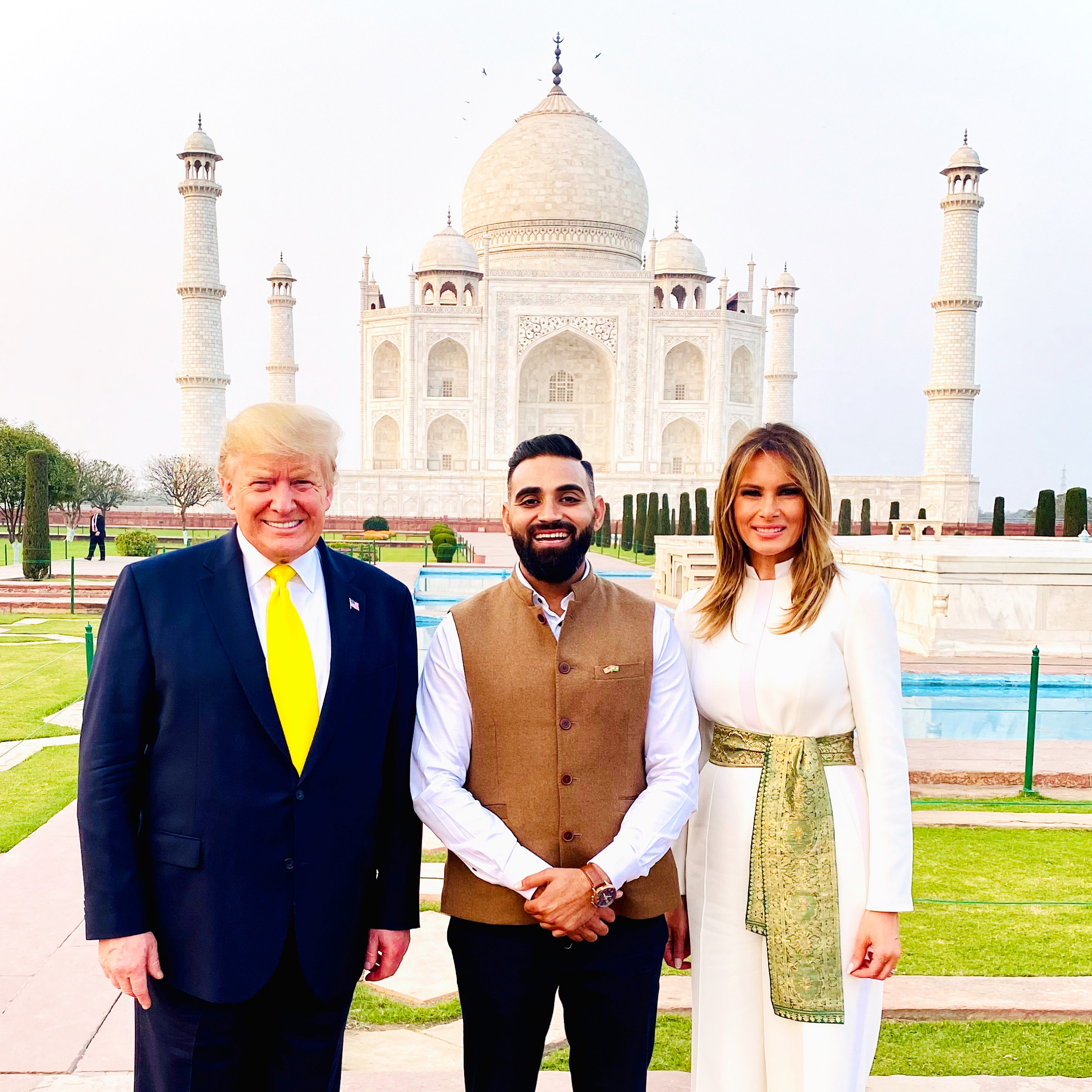 President of United States and first lady, on a tour with Mr. Nitin Singh, the founder of Taj Calling in Taj Mahal